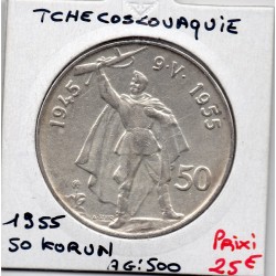 Tchecoslovaquie 50 korun 1955 Sup, KM 30 pièce de monnaie
