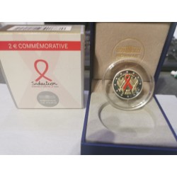 2€ commémorative BE France 2014 Sidaction aids piece de monnaie