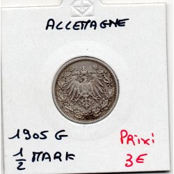 Allemagne 1/2 mark 1905 G, TB+ KM 17 pièce de monnaie