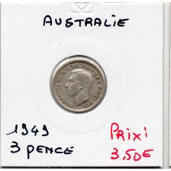 Australie 3 pence 1949 TTB,...
