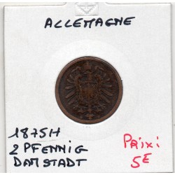 Allemagne 2 pfennig 1875 H Damstadt TB KM 2 pièce de monnaie