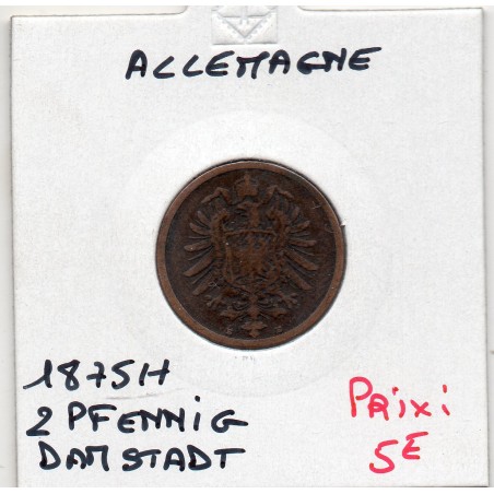 Allemagne 2 pfennig 1875 H Damstadt TB KM 2 pièce de monnaie