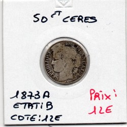 50 centimes Cérès 1873 A Paris B, France pièce de monnaie