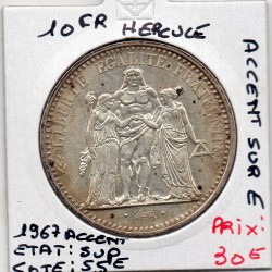 10 francs Hercule 1967 avec accent Sup, France pièce de monnaie
