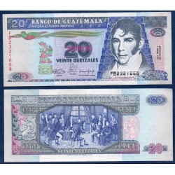 Guatemala Pick N°76b, Sup Billet de banque de 20 Quetzales 1990