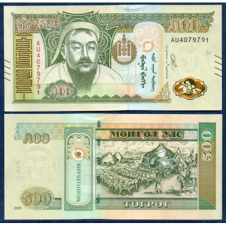 Mongolie Pick N°74, Billet de Banque de 500 Togrog 2020