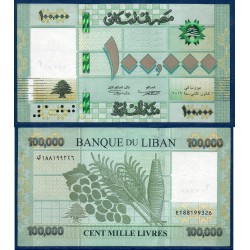 Liban Pick N°95c, Billet de banque de 100000 Livres 2017