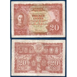 Malaisie Malaya Pick N°9a, TB Billet de banque de 20 cents 1941