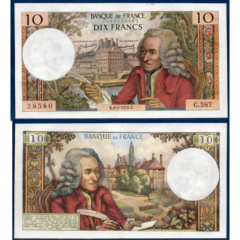 10 Francs Voltaire Sup 8.5.1970 Billet de la banque de France