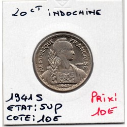 Indochine 20 cents 1941 S non magnétique Sup, Lec 248 pièce de monnaie