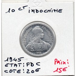 Indochine 10 cents 1945 FDC, Lec 186 pièce de monnaie