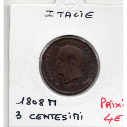 Italie Napoléon 3 centesimi 1808 M milan TB-, KM C2 pièce de monnaie