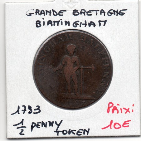 Grande Bretagne Token 1/2 Penny 1793 TB, Birmingham pièce de monnaie