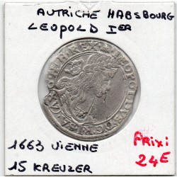 Autriche 15 kreuzer 1663 Vienne Sup, KM 1198 pièce de monnaie
