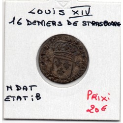 16 Deniers de Strasbourg DNL BB Louis XIV pièce de monnaie royale