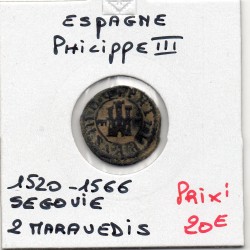 Espagne 2 maravedis 1520-1566 Ségovie TB, pièce de monnaie
