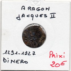 Aragon Jacques II Dinero 1291-1327 TB pièce de monnaie