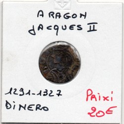 Aragon Jacques II Dinero 1291-1327 TB pièce de monnaie