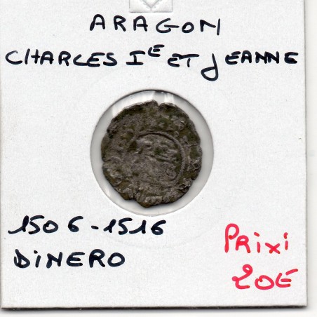 Aragon Charles 1er et jeanne dinero 1506-1516 B pièce de monnaie