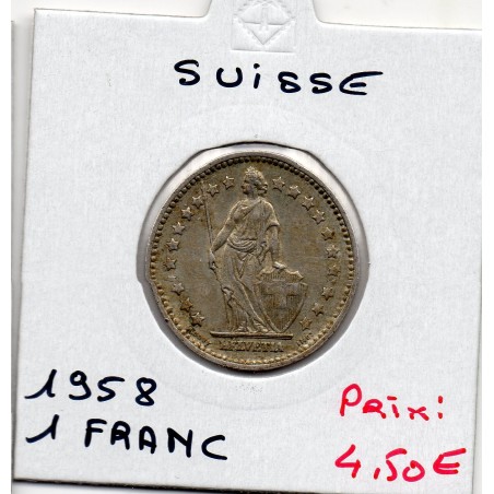 Suisse 1 franc 1958 Sup, KM 24 pièce de monnaie