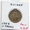 Suisse 1 franc 1958 Sup, KM 24 pièce de monnaie