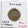 Suisse 1 franc 1958 Sup, KM 24 pièce de monnaie