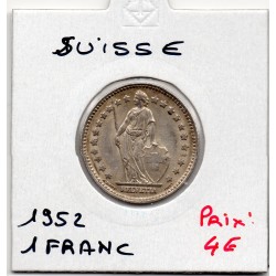 Suisse 1 franc 1952 TTB, KM 24 pièce de monnaie