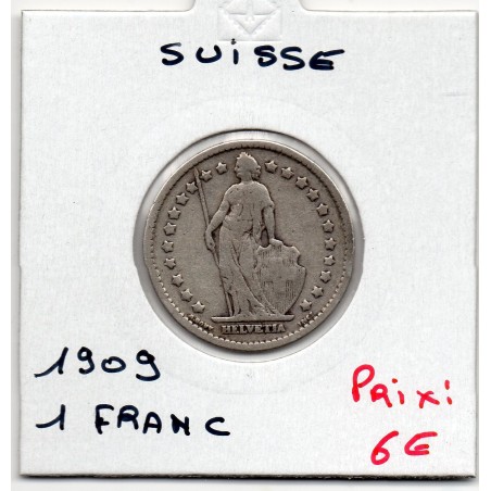 Suisse 1 franc 1909 TB, KM 24 pièce de monnaie