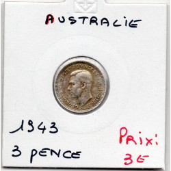 Australie 3 pence 1943 TTB,...