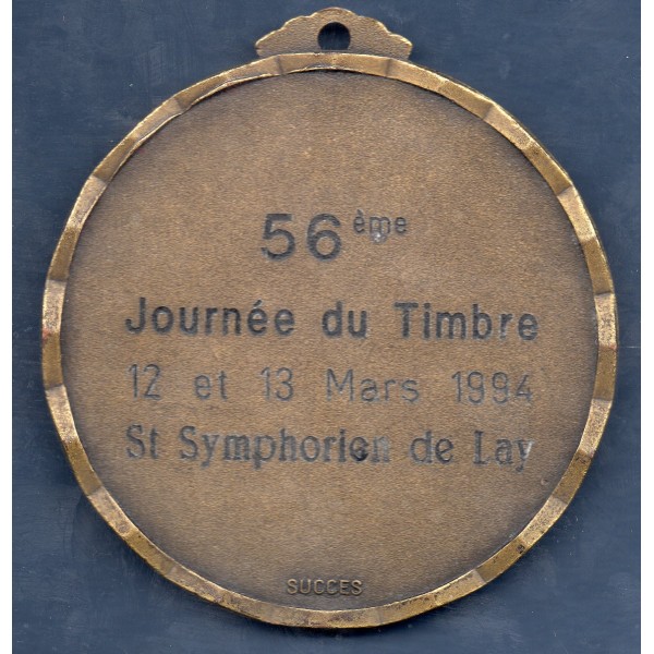 médaille Journée du timbre, St symphorien de Lay 1994 bronze