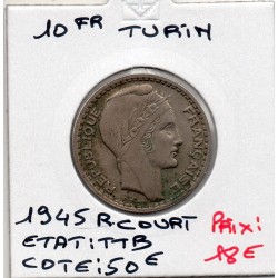 10 francs Turin 1945 rameaux court TTB, France pièce de monnaie