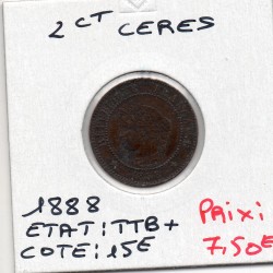 2 centimes Cérès 1888 TTB+,...
