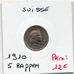 Suisse 5 rappen 1910 Sup-, KM 26 pièce de monnaie