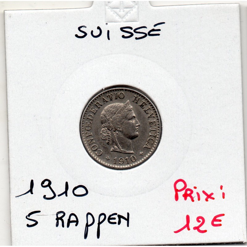 Suisse 5 rappen 1910 Sup-, KM 26 pièce de monnaie