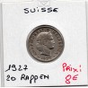 Suisse 20 rappen 1927 TTB+, KM 29 pièce de monnaie