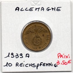 Allemagne 10 reichspfennig 1939 A, TTB+ KM 92 pièce de monnaie