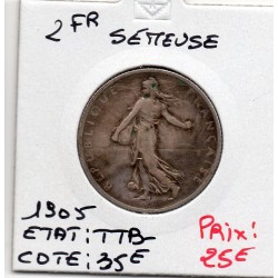 2 Francs Semeuse Argent 1905 TTB-, France pièce de monnaie