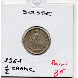 Suisse 1/2 franc 1961 Sup, KM 23 pièce de monnaie