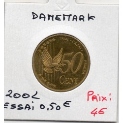 Danemark essai 50 centimes euro 2002 Spl, pièce de monnaie