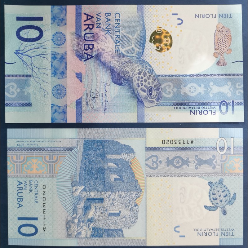 Aruba Pick N°21, Billet de banque de 10 Florin 2019
