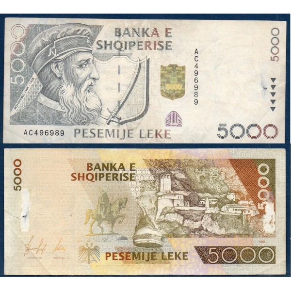 Albanie Pick N°66a, TB Billet de banque de 5000 Leke 1996