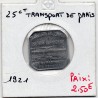 25 centimes Transport Paris 1921 monnaie de nécessité