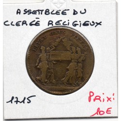 Jeton Assemblée du clergé religieux, 1715 LEVAT ONUS PIETAS