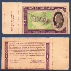 Bon de Solidarité, billet de 1 franc Petain, Spl,  1941-1944 avec talon