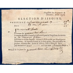Reçu d'impôt de vingtième des seigneuries paroisse Sauxillanges Issoire 1773 43 livres