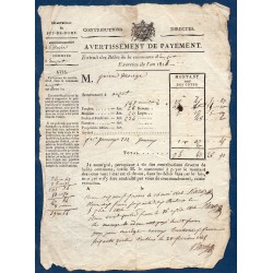 Avertissement de payement contribution directe, Issoire, auzat, 1814