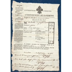 Avertissement de payement contribution directe, Issoire, Le Broc, 1815
