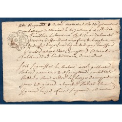Document avec timbre royal auvergne 1 sol 2 deniers 1783