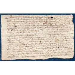 Document avec timbre royal Genderion 1 Sol Aigueperse 9.1.1750