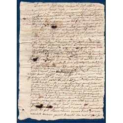 Document avec timbre royal auvergne 1 Sol 3 deniers Aigueperse 9.1.1750